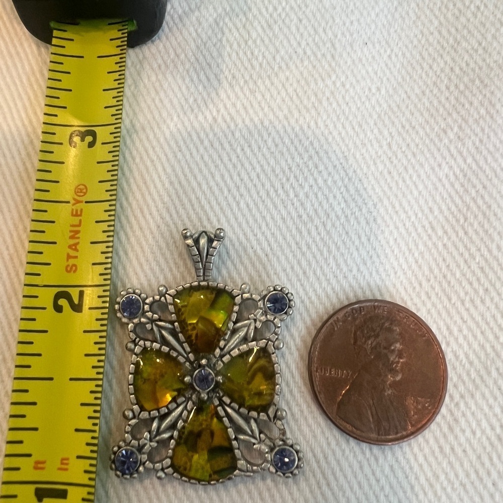 3 Lia Sophia mother of pearl and rhinestones necklace slides pendants - Picture 9 of 14